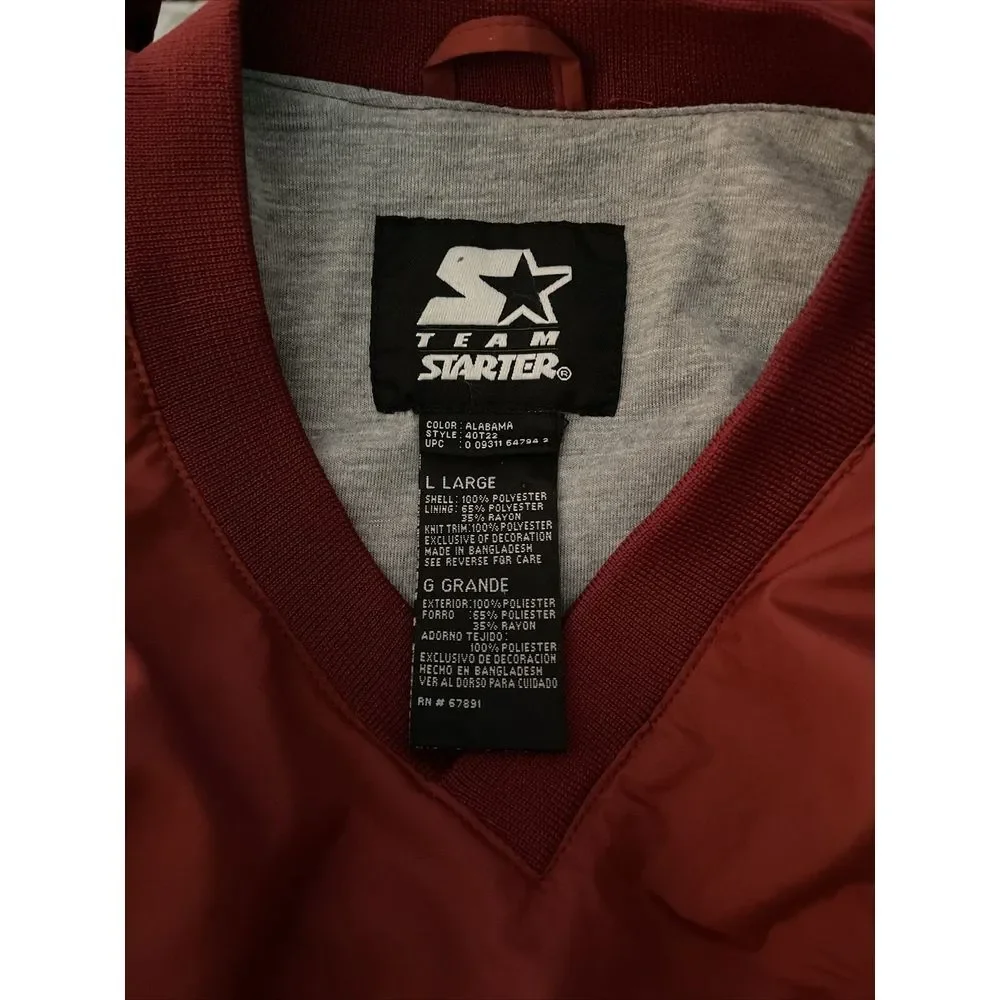 Vintage Alabama‎ Crimson Tide Lined Pullover Starter Pullover Windbreaker Zip